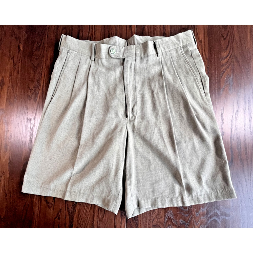 Tan Vintage 80s Shorts Pleated 36R Inseam 8.5 in - Women's